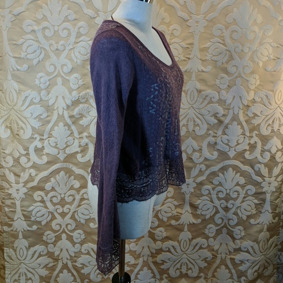 Free People purple scoop neck wool sweater S - Picture 7 of 8